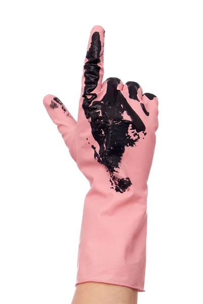 Kirli pembe eldiven el