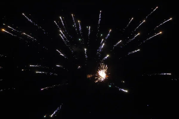 Festive Fireworks Black Sky — Stock Photo, Image