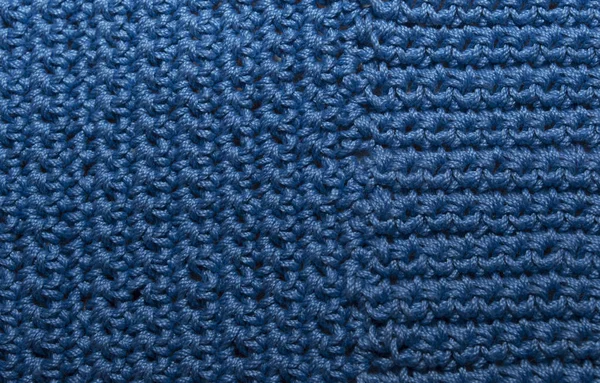 Pletená Textura Přední Povrch Přírodní Vlna Klasická Modrá Monochromatická Detailní — Stock fotografie