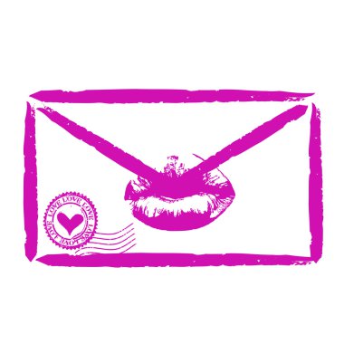 Stylized love letter sealed with a loving kiss clipart