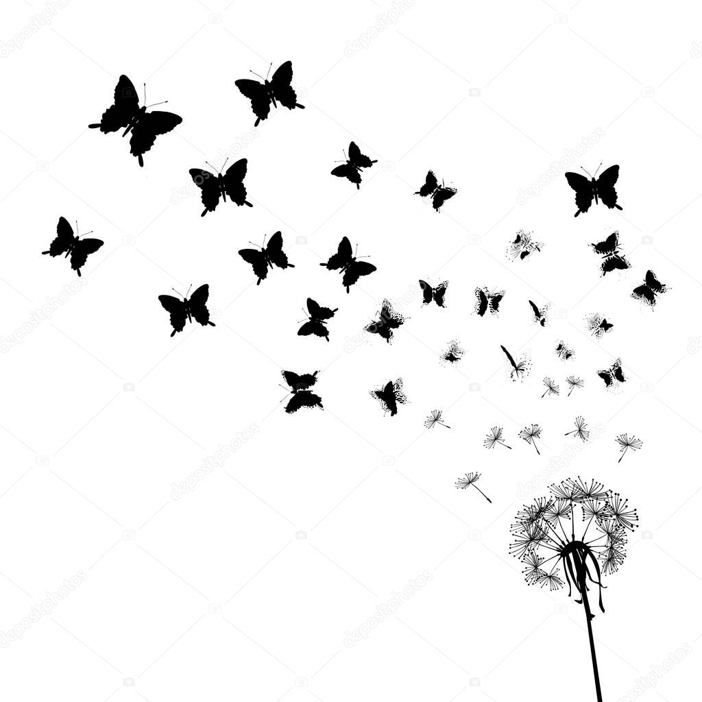 Download Dandelion seeds transforming into butterflies — Stock ...