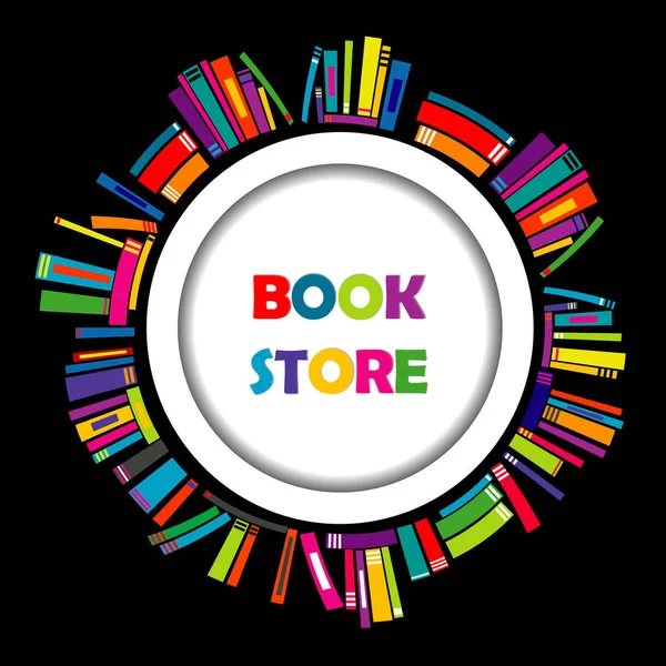 Knihkupectví kolo rám s barevnými knihy — Stockový vektor