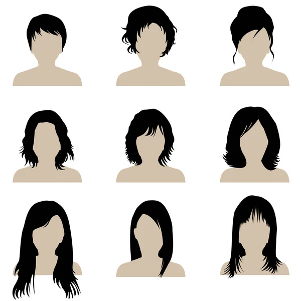 Brunett kvinna med olika typer av frisyr — Stock vektor