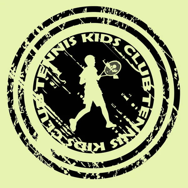 Club de tenis para niños con silueta de niño — Vector de stock