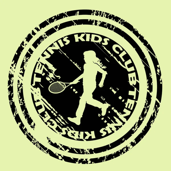 Tennis Kids Club Ikone mit Mädchensilhouette — Stockvektor