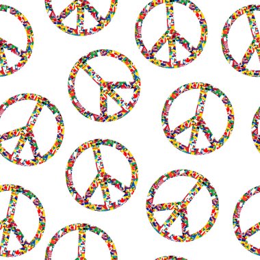 Bayraklar seamless modeli ile barış işareti