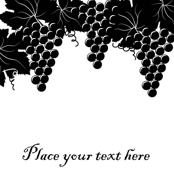 Background with bunch of grapes and place for your text — Stock Vector