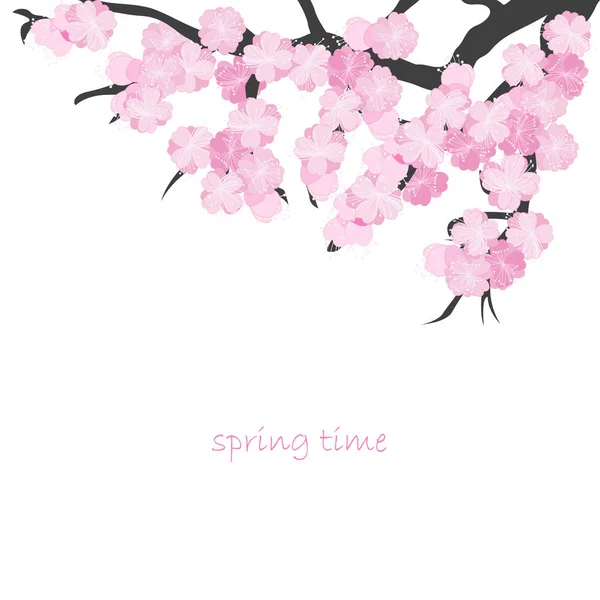 Spring card with cherry branch — Stock Vector