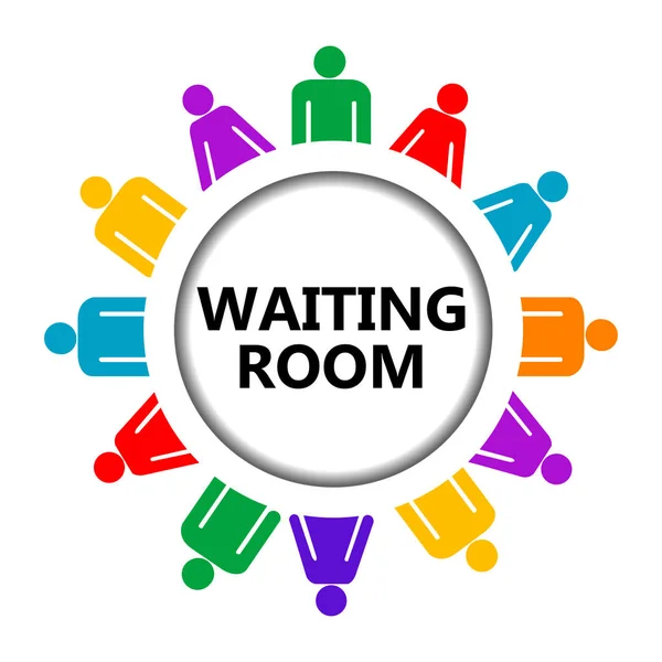 Sinal de sala de espera com grupo de pessoas — Vetor de Stock