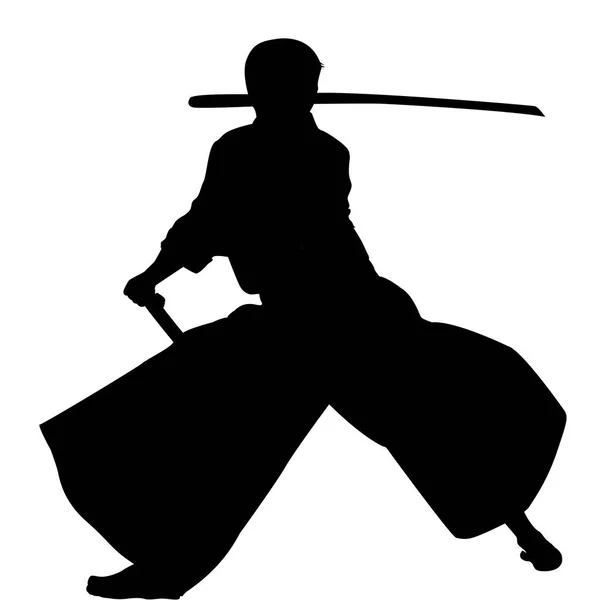 Aikido man silhouette — 스톡 벡터