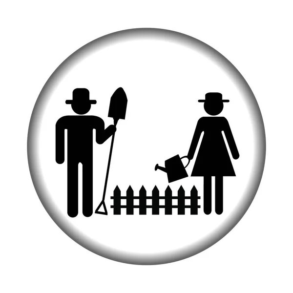 Farmer icon with farmers gardening — Stock Vector