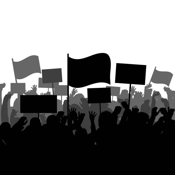 Silhouettes of people protesting — Stock Vector