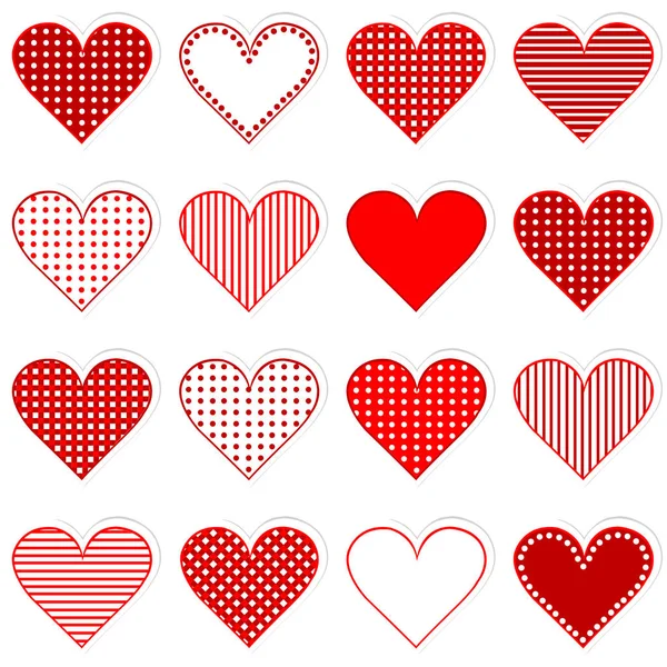 Colección de lindos corazones pegatinas — Vector de stock