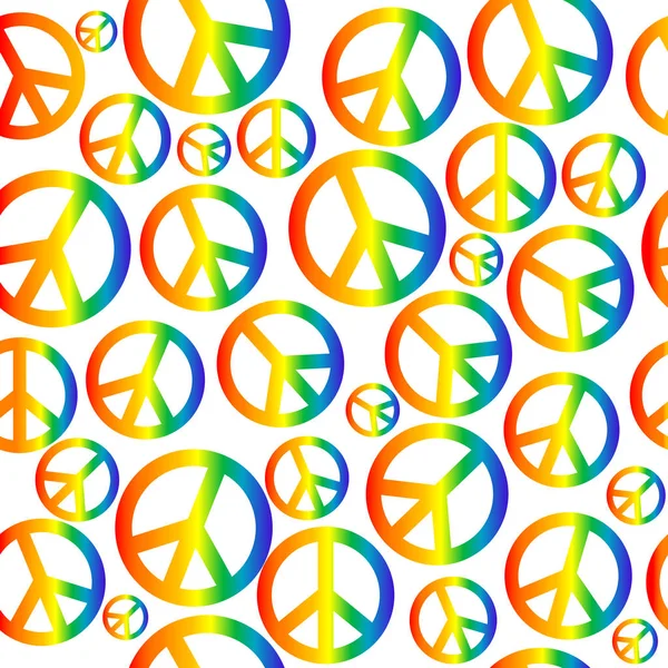 Peace symbol with circular rainbow gradient — Stock Vector