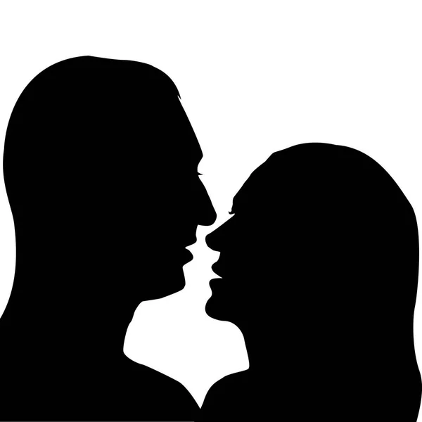 Mann und Frau bereiten sich auf einen Kuss vor — Stockvektor