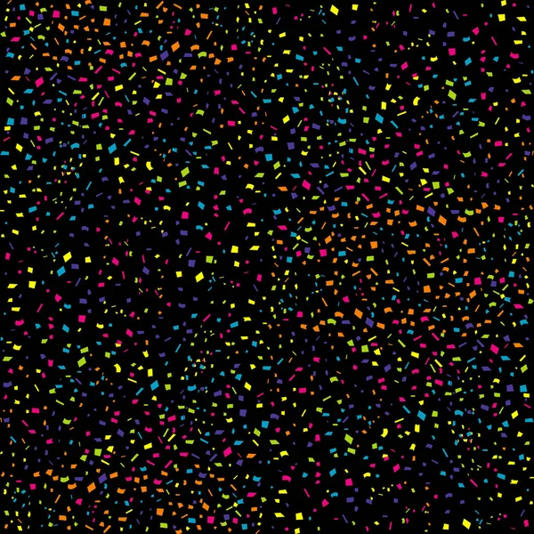 Confeti colorido abstracto sobre fondo negro — Vector de stock