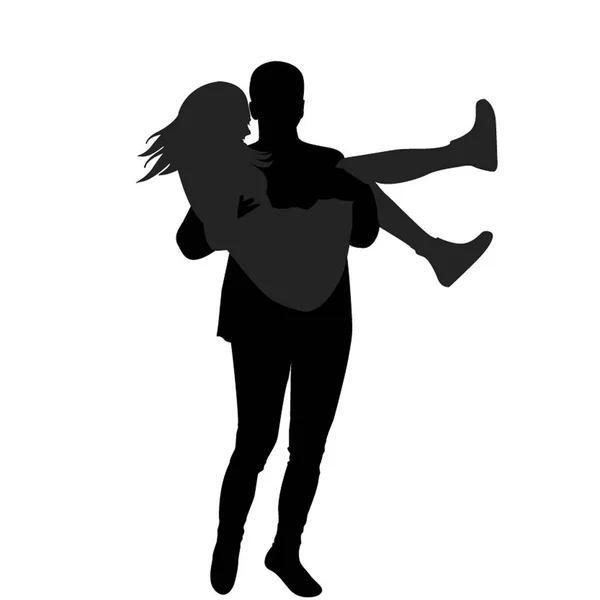 Άντρας κρατά γυναίκα στην αγκαλιά του — Διανυσματικό Αρχείο