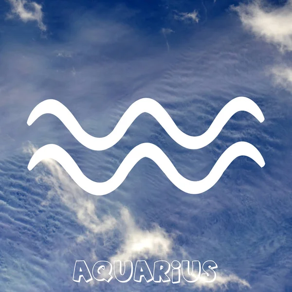 Aquarius zodiac sign on air element background