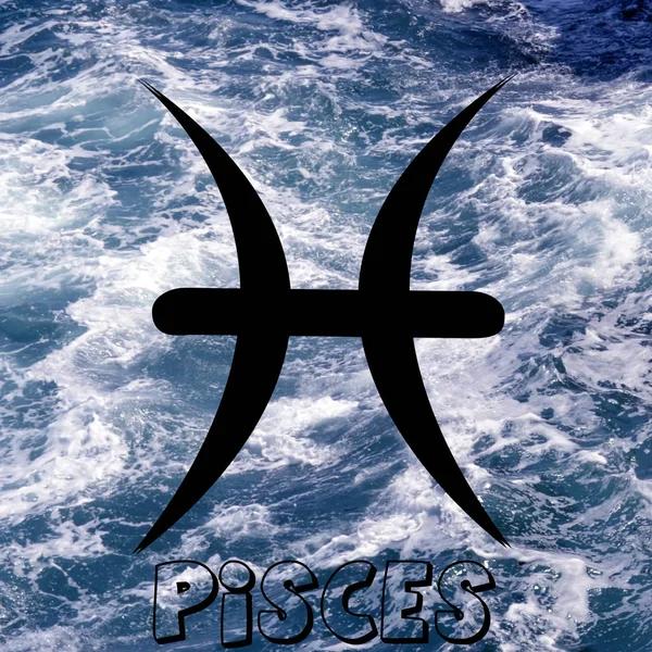 Signo del zodiaco de Piscis sobre fondo de elemento de agua — Foto de Stock