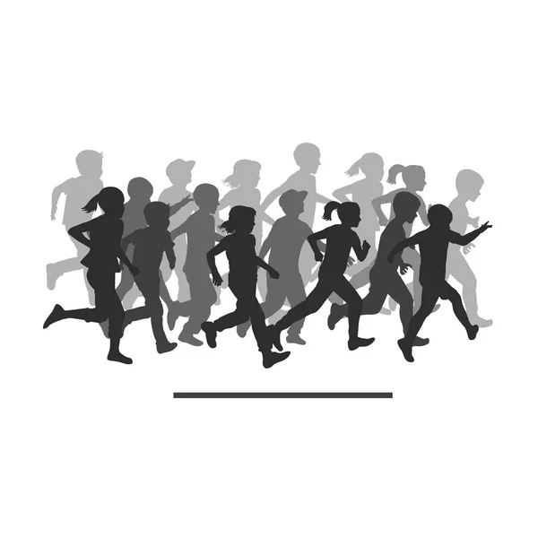 Niños siluetas corriendo — Vector de stock