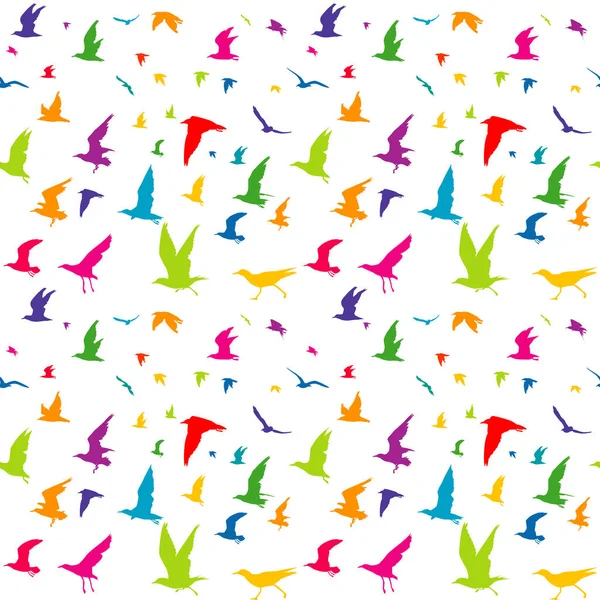 Patrón inconsútil de aves coloridas — Vector de stock