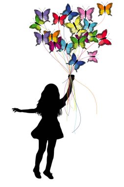 Kelebekler tarafından sürüklenerek kız