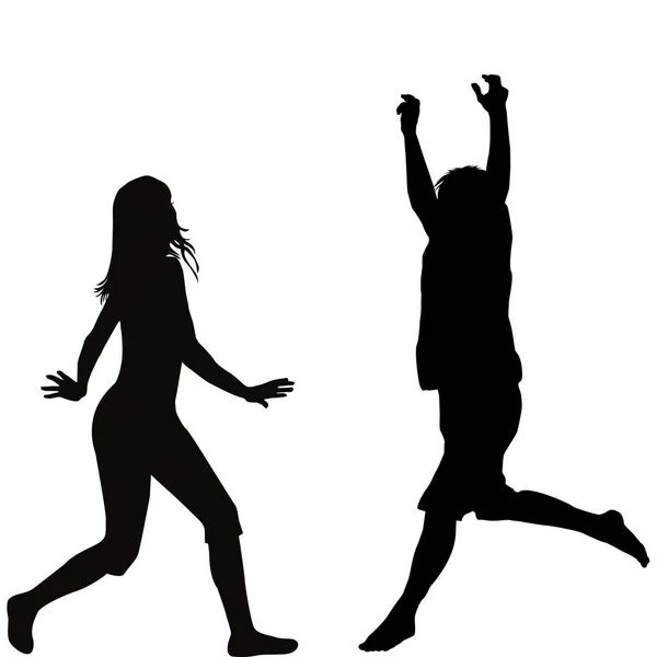 Silhouettes de femme heureuse et l'homme — Image vectorielle