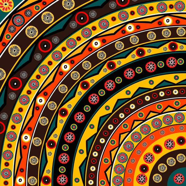 Farbenfroher Hintergrund mit afrikanischen ethnischen Motiven und Blumen — Stockvektor