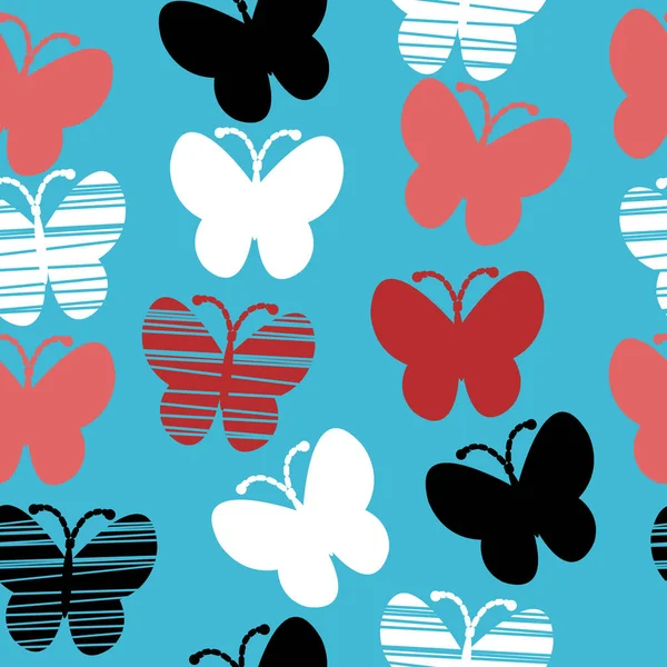 Papillons stylisés motif sans couture — Image vectorielle