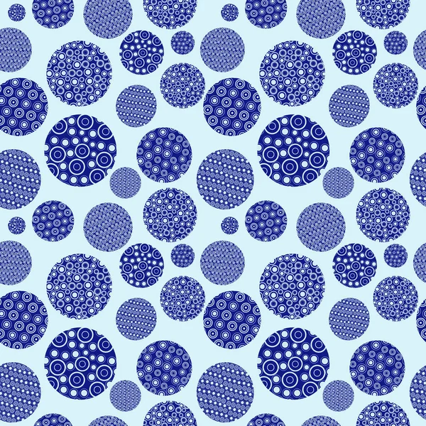 Blauwe naadloze patroon met ronde vormen — Stockvector