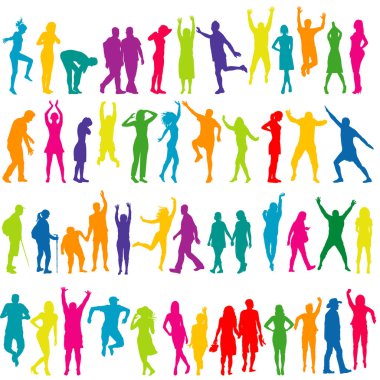 Kadın ve erkek renkli siluetleri
