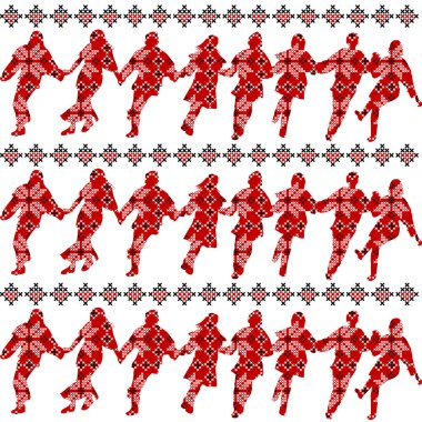 Dansçılar desenle etnik süsleme