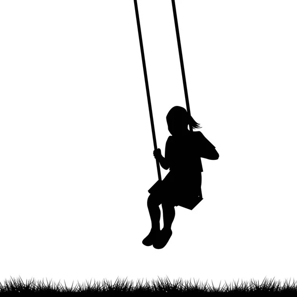 Child having fun on a swing outdoor — Stock Vector