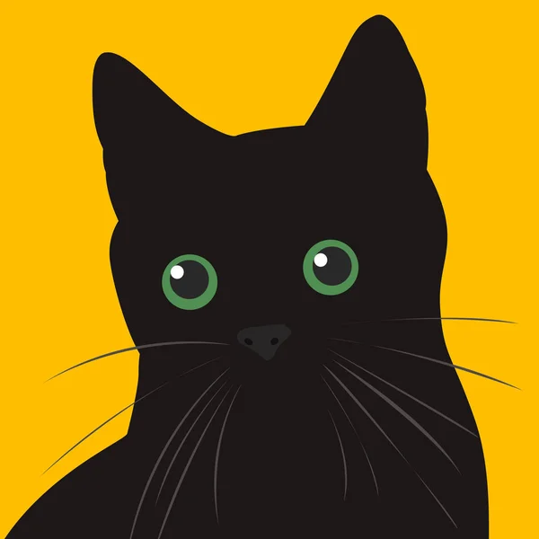 Chat noir aux yeux verts — Image vectorielle