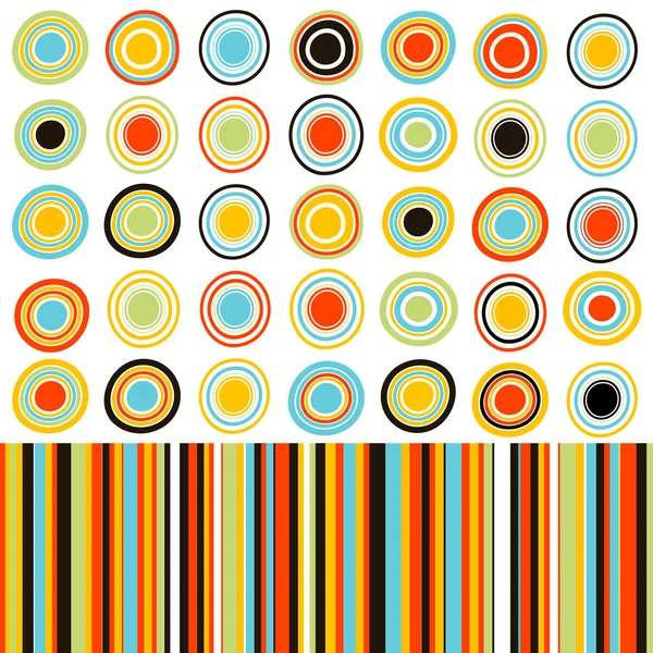 Fondo colorido con puntos, círculos y rayas — Vector de stock