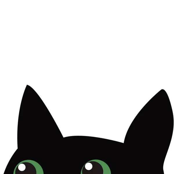 Gato negro escondido — Vector de stock