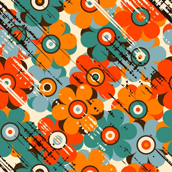 Grunge motif floral sans couture — Image vectorielle
