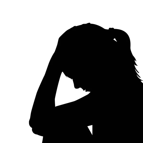 Jedna smutná žena drží hlavu v dlaních — Stockový vektor