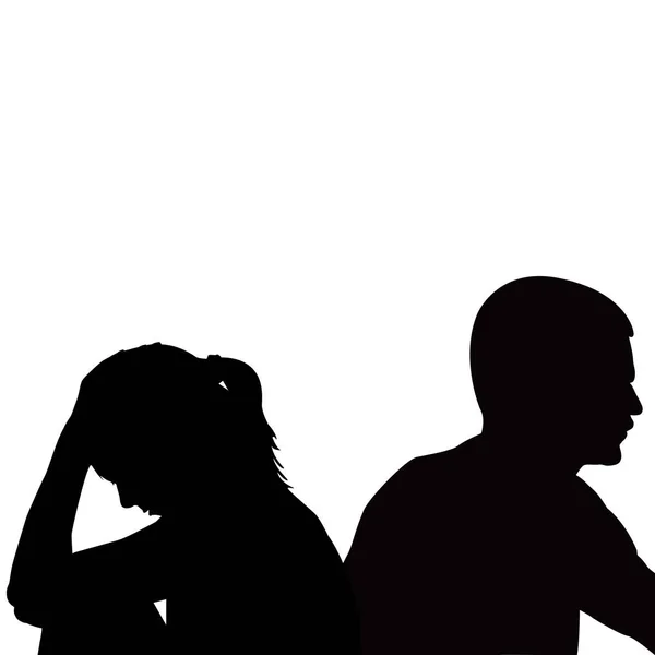 Triste infelice giovane coppia avendo problemi — Vettoriale Stock