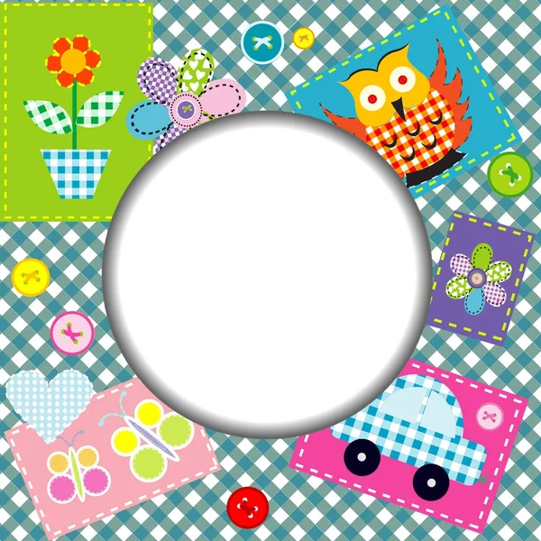 Patchwork for kids with childish elements — Stock Vector