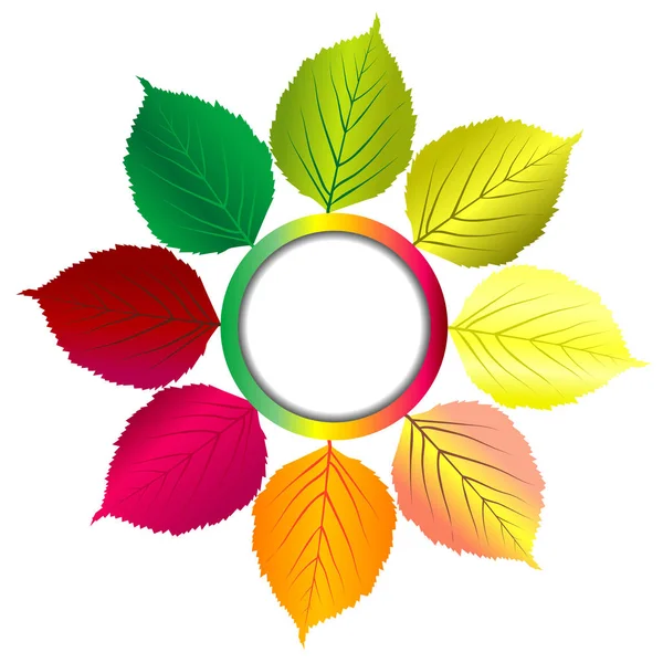 Fond d'automne avec cadre rond et feuilles — Image vectorielle