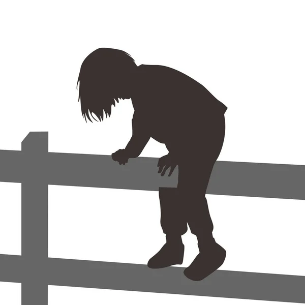 Dívka lezení dřevěný plot — Stockový vektor