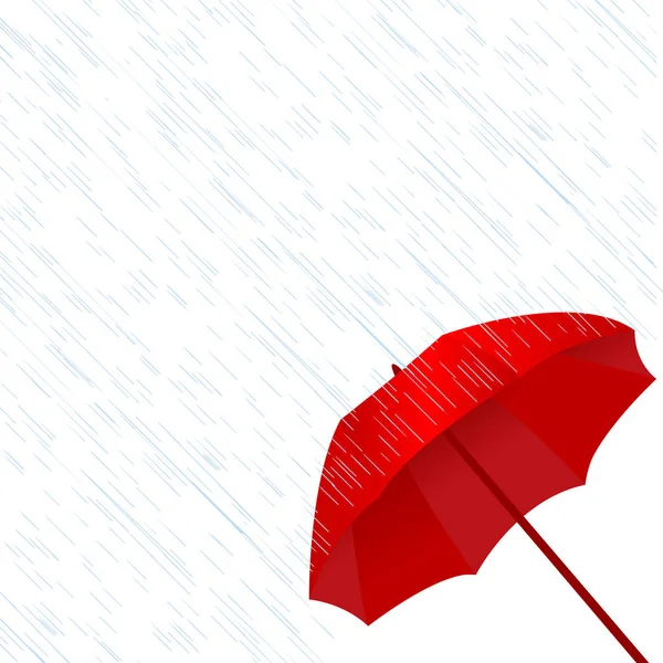 Rött paraply i regnet — Stock vektor