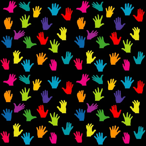 Colorful hands on black background — Stock Vector