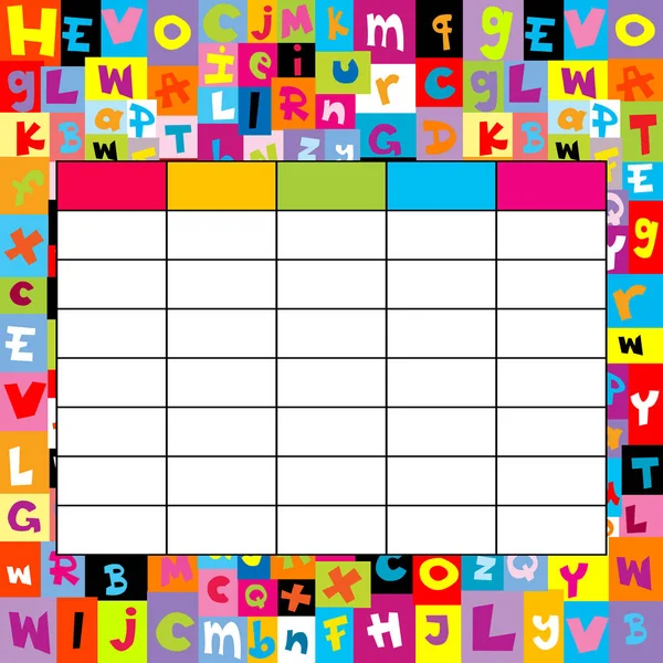 School timetable on letters background — Stock Vector