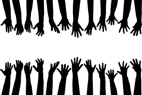 Black hands silhouettes — Stock Vector