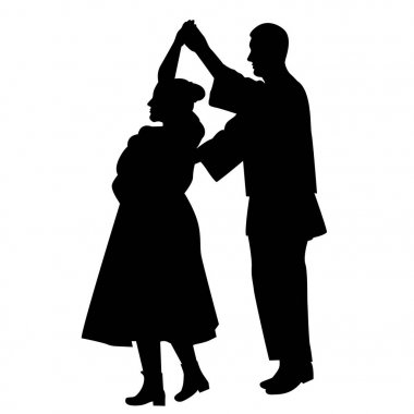 Silhouette of dancers dancing a traditional dance clipart
