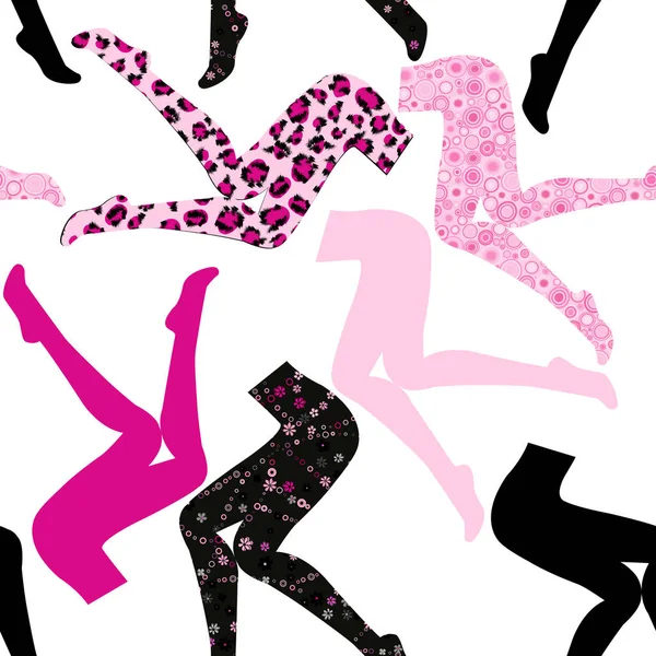 Modèle sans couture avec les jambes des femmes en collants colorés — Image vectorielle