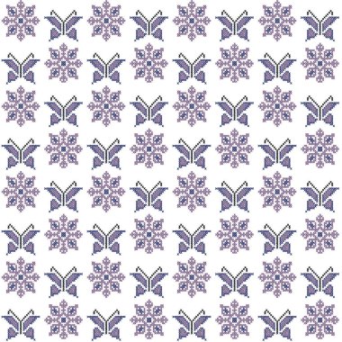 Çapraz dikiş seamless modeli, butte ile geleneksel nakış