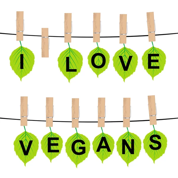 Ich liebe veganes konzept — Stockvektor